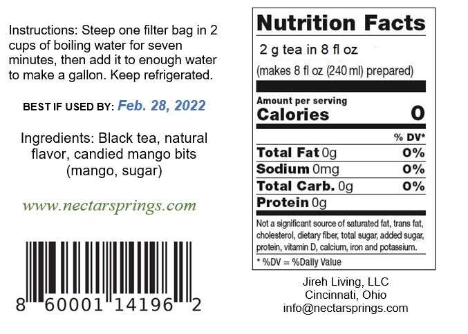 Case of Nectar Springs Mango bags